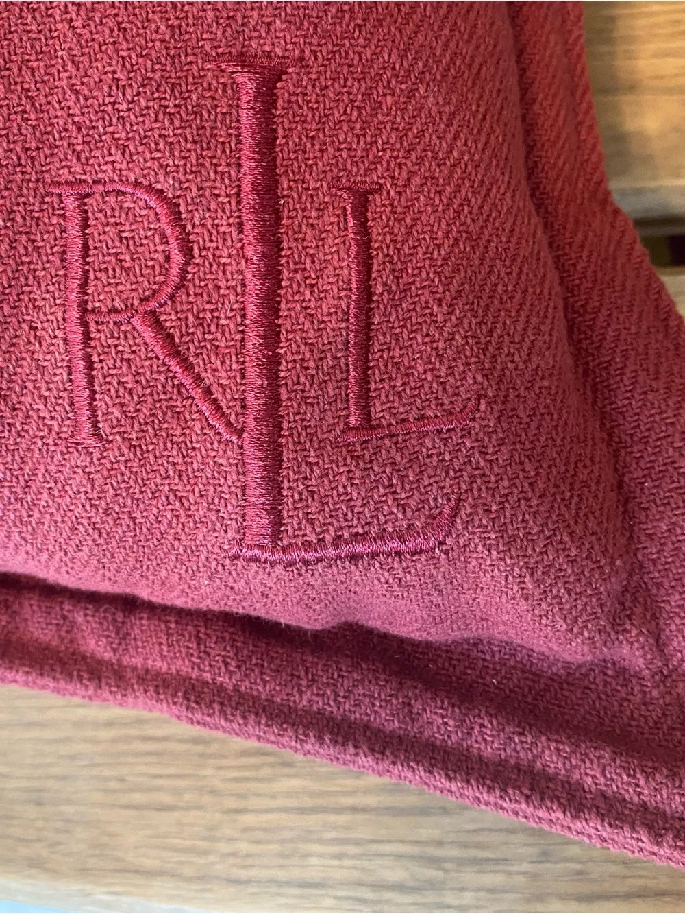 Lauren Ralph Lauren Brick Red Embroidered Lumbar Pillow